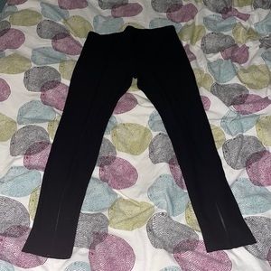 Black leggings with faux leather detailing